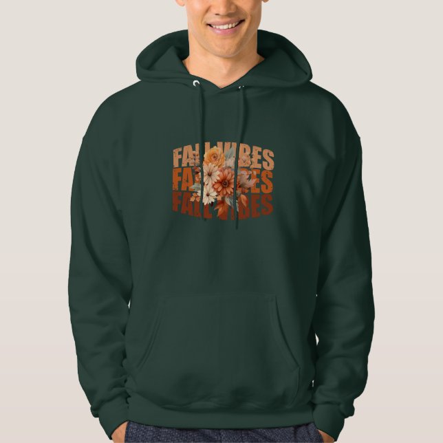 Fall vibes watercolor wildflowers leaves hoodie (Front)