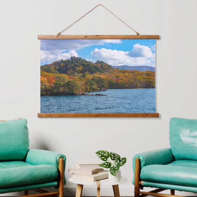 Fall View Around Lake Towada Japan  Hanging Tapestry (Living Room)