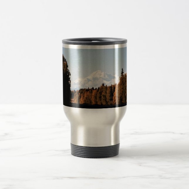 Fall View of Denali, Mt. McKinley Travel Mug (Center)