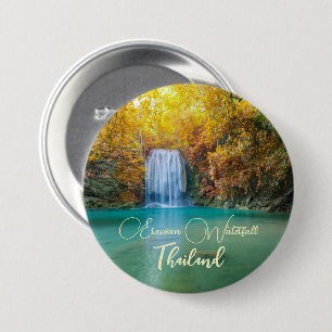 Fall View of Erawan Waterfall Thailand 7.5 Cm Round Badge