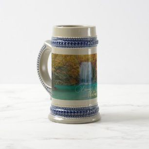 Fall View of Erawan Waterfall Thailand Beer Stein