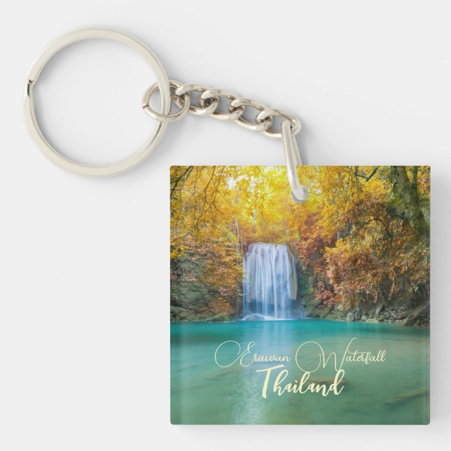 Fall View of Erawan Waterfall Thailand             Key Ring (Front)