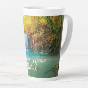 Fall View of Erawan Waterfall Thailand Latte Mug