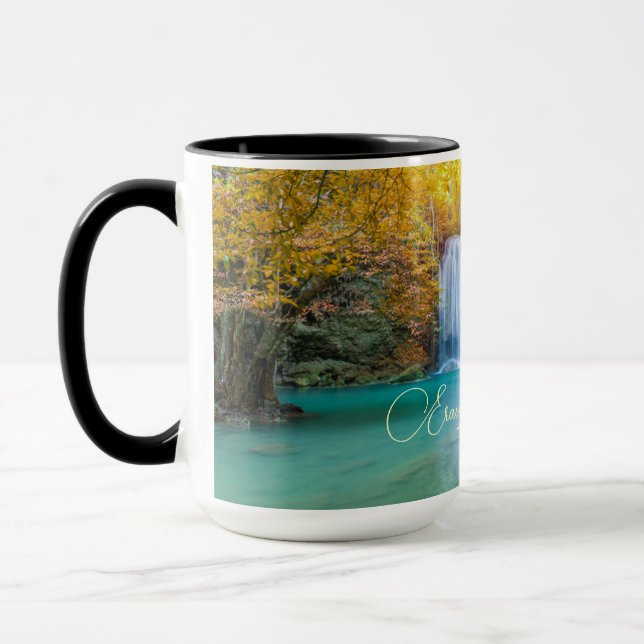 Fall View of Erawan Waterfall Thailand Mug (Left)