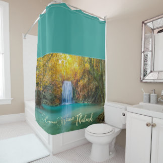 Fall View of Erawan Waterfall Thailand Shower Curtain