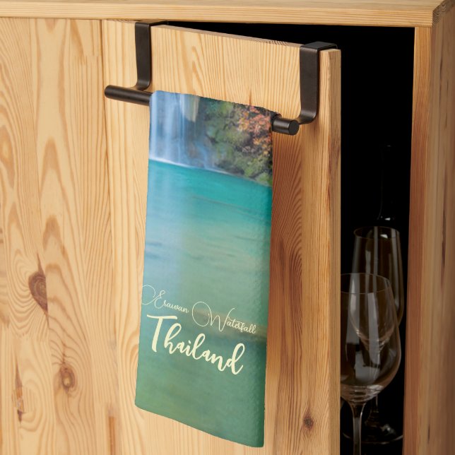 Fall View of Erawan Waterfall Thailand   Tea Towel (Thirds Fold)