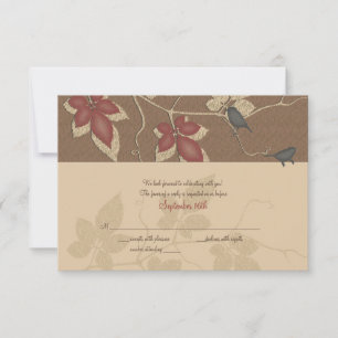 Fall Vines and  Birds Wedding Reply Card