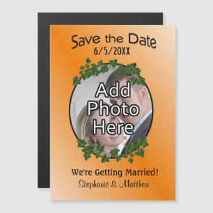Fall Vines Save the Date with Photograph Magnetic Invitation
