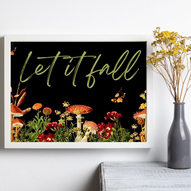 Fall Vintage Botanical Floral Quote Mushrooms Poster (Creator Uploaded)