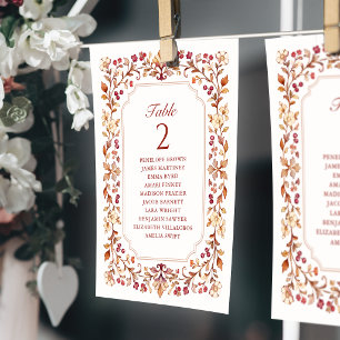 Fall Vintage Botanical table number seating chart