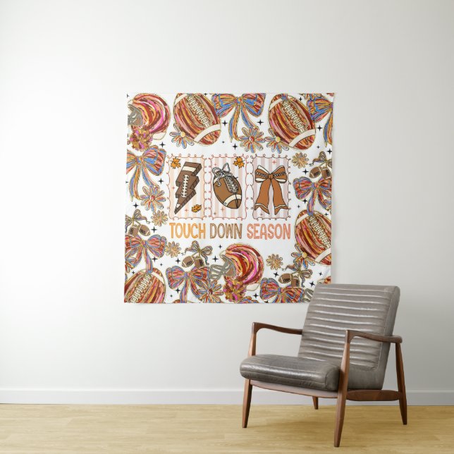 Fall Vintage Football Game Day Tapestry (In Situ)