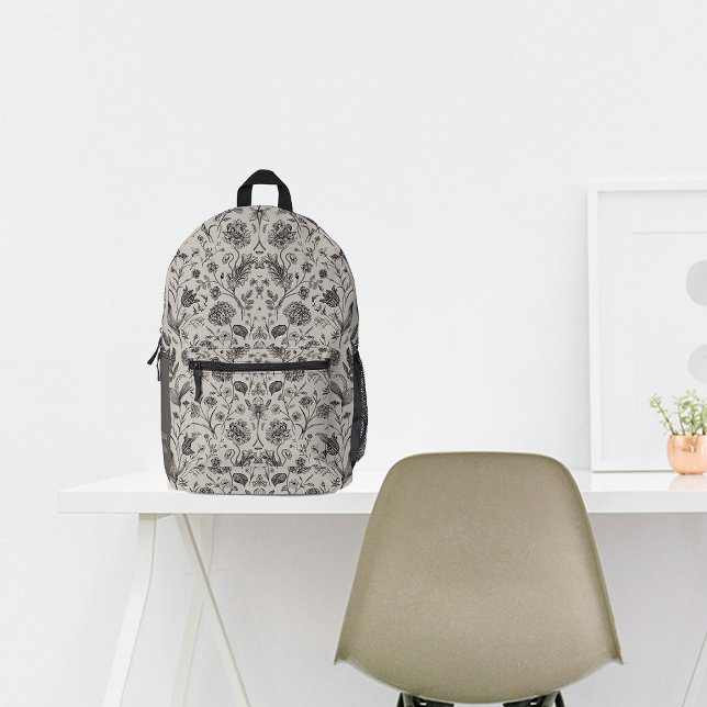 Fall Vintage Grey Botanicals Custom Name Printed Backpack (Creator Uploaded)