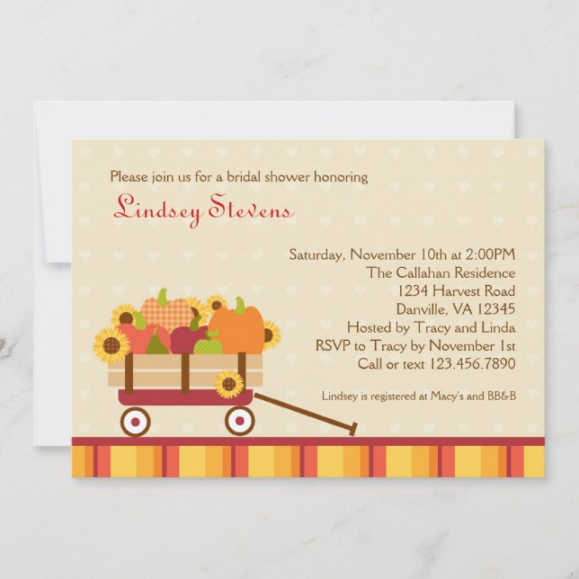 Fall Wagon Bridal Shower Invitation (Front)
