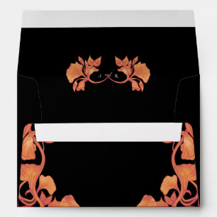 Fall Watercolor Art Nouveau Wedding Envelope