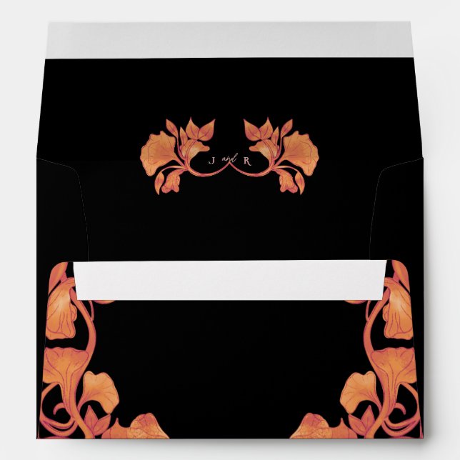 Fall Watercolor Art Nouveau Wedding Envelope (Back (Bottom))