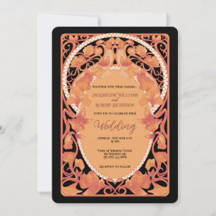 Fall Watercolor Art Nouveau Wedding Invitation