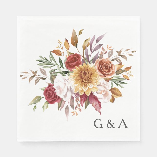 Fall Watercolor Botanical  Napkin (Front)