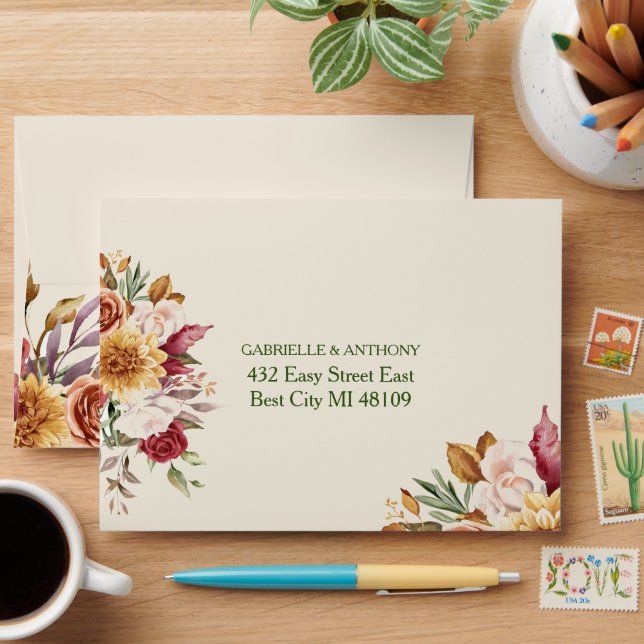 Fall Watercolor Bouquet Envelope (Desk)