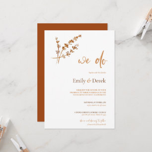 Fall Watercolor Burnt Orange Wedding Invitation