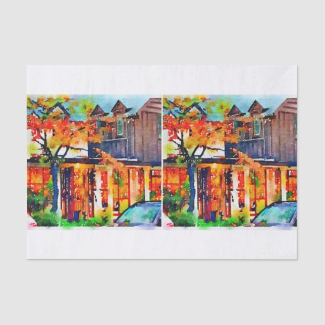 Fall Watercolor  fire colour decoupage mixed media Tissue Paper (Front)