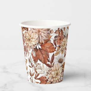 Fall Watercolor Floral  Baby Shower Paper Cups