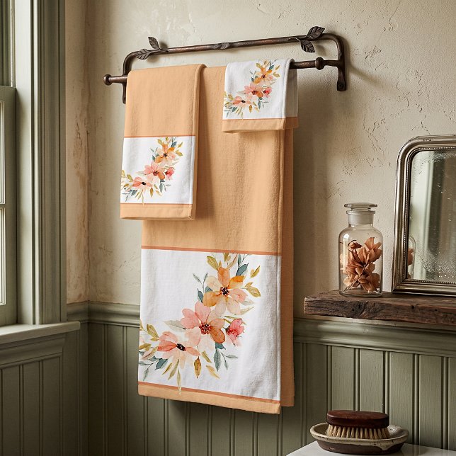 Fall watercolor floral  bath towel set (Creator Uploaded)