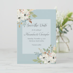 Fall Watercolor Floral Bouquet Save the Date Invitation