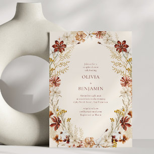 Fall Watercolor Floral Garden Couples Baby Shower Invitation