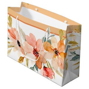 Fall watercolor floral large gift bag