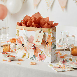 Fall watercolor floral large gift bag