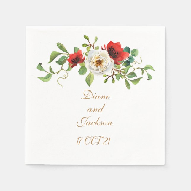 Fall Watercolor Floral Napkin (Front)