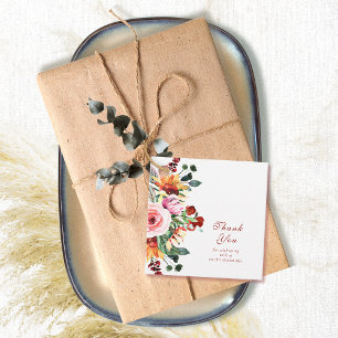 Fall Watercolor Floral Rustic Wedding Thank You Favour Tags
