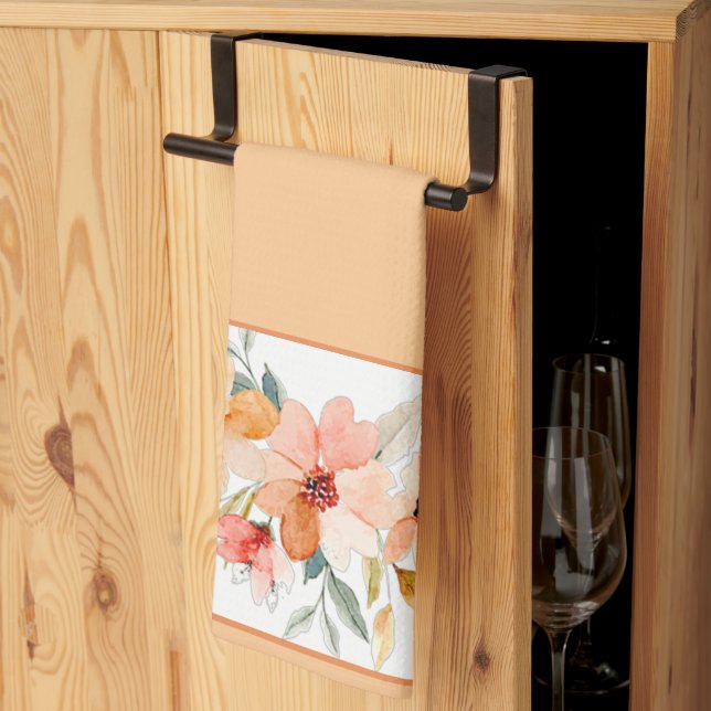 Fall watercolor floral  tea towel (Thirds Fold)
