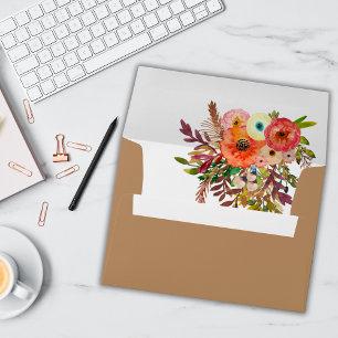 Fall Watercolor Florals Wedding Envelope