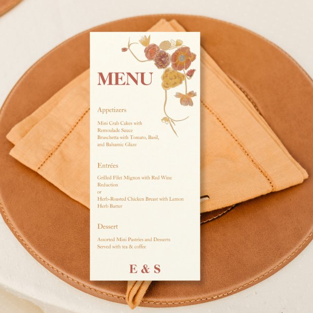 Fall Watercolor flowers wedding Menu (Creator Uploaded)