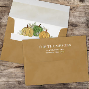 Fall Watercolor Gourds Autumn Foliage Custom Envelope
