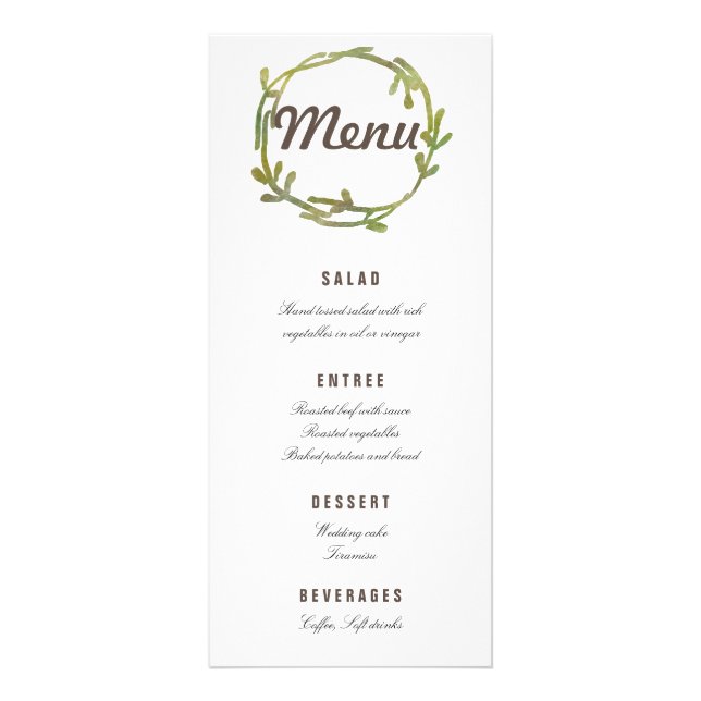 Fall Watercolor Green Leaves Wedding Rack Card (Front)