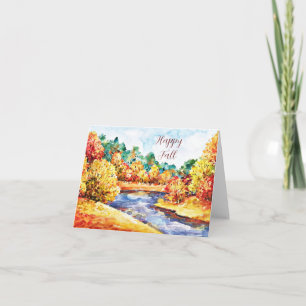 Fall watercolor landscape with customisable text card