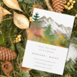Fall Watercolor Mountains Pine Trees Save the Date<br><div class="desc">Fall Watercolor Mountains Pine Trees Save the Date - A gorgeous, watercolor mountain landscape is featured on our Save the Date in a beautiful fall colour palette. Modern, minimalistic typography is also featured. Save the Date is part of a collection. The back of the invitation is shown as rust, however,...</div>