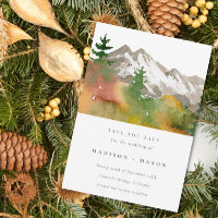 Fall Watercolor Mountains Pine Trees Save the Date