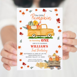 Fall Watercolor pumpkin birthday invitation