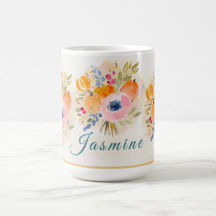 Fall Watercolor Pumpkin & Bloom Coffee Mug
