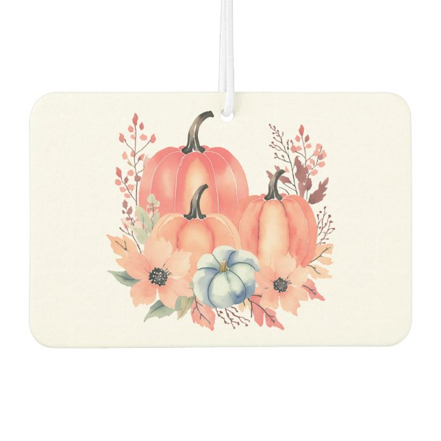 Fall Watercolor Pumpkin Boho  Car Air Freshener (Front)