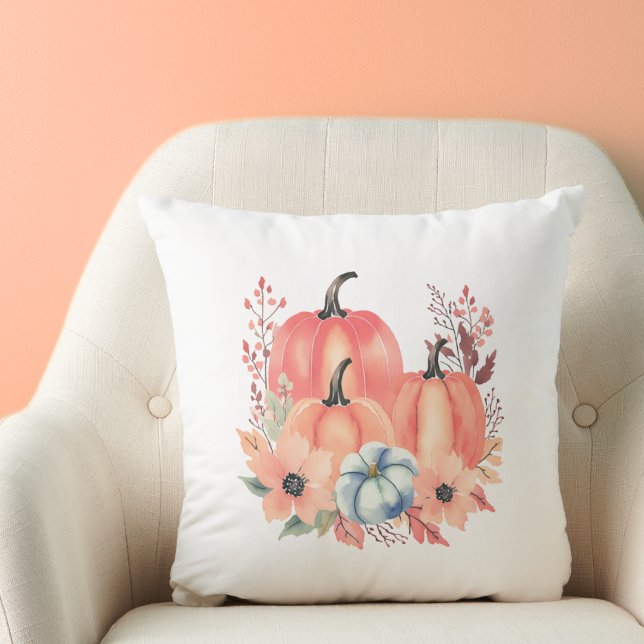 Fall Watercolor Pumpkin Boho  Cushion (Creator Uploaded)