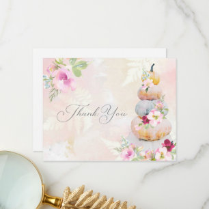 Fall Watercolor Pumpkin Bridal Shower Thank You Ca Card