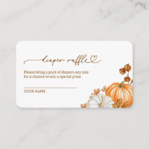 Fall Watercolor Pumpkin Diaper Raffle Enclosure Card