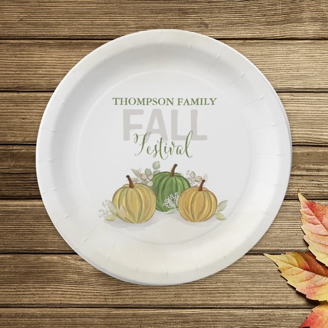 Fall Watercolor Pumpkin Gourds Custom Party Paper Plate (Creator Uploaded)