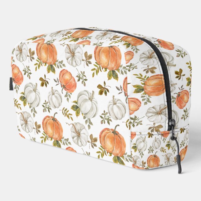 Fall Watercolor Pumpkin Pattern Dopp Kit (Right Corner)