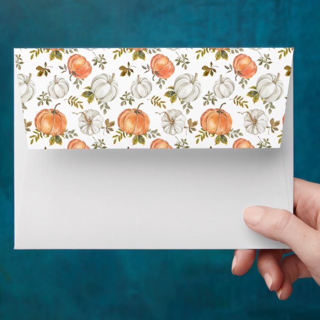 Fall Watercolor Pumpkin Pattern Envelope (Hand)
