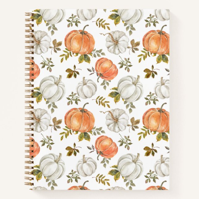 Fall Watercolor Pumpkin Pattern Notebook (Front)